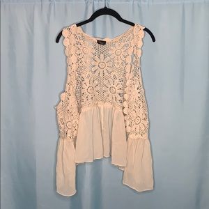 cream, floral, knit sweater